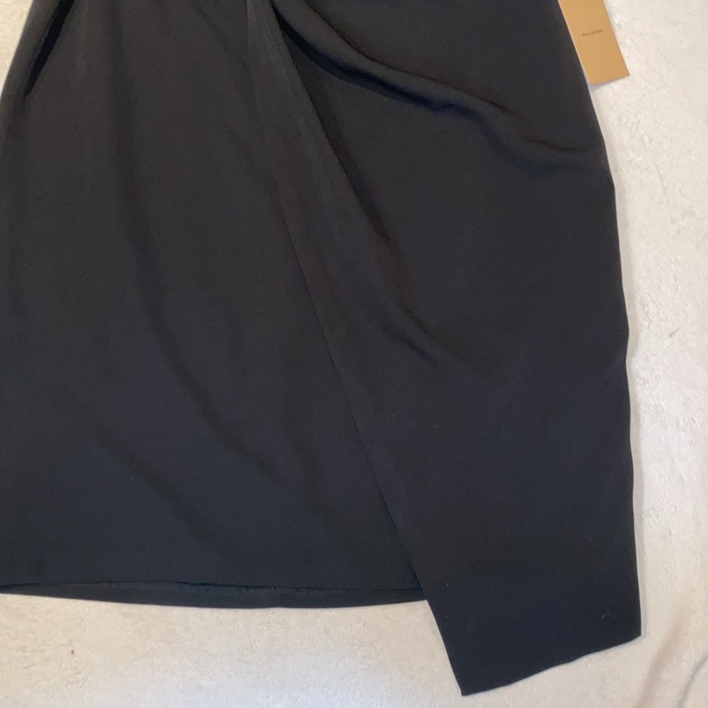 NWT Twist Front knee length asymmetrical black pencil skirt Sz L - Picture 6 of 11